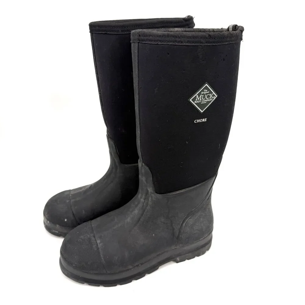 Muck Boot Company Chore Mens 8 Black Classic Tall Waterproof Rubber Work